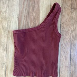 One Shoulder Crop Top - Rust Orange